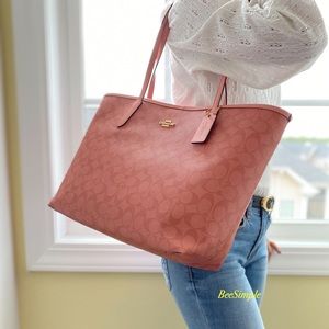 coach city tote pink